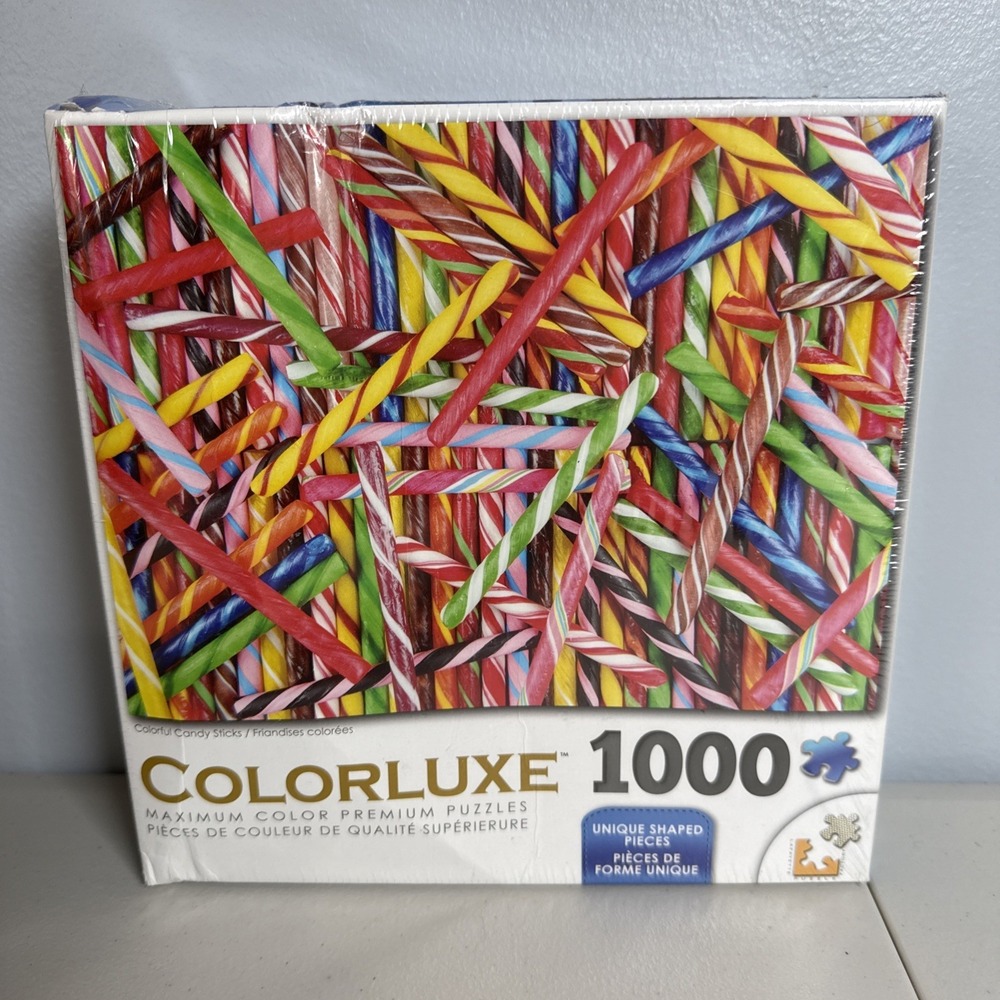 Colorluxe 1000 Piece Puzzle - Colorful‎ Candy Sticks Unique Shape Pieces